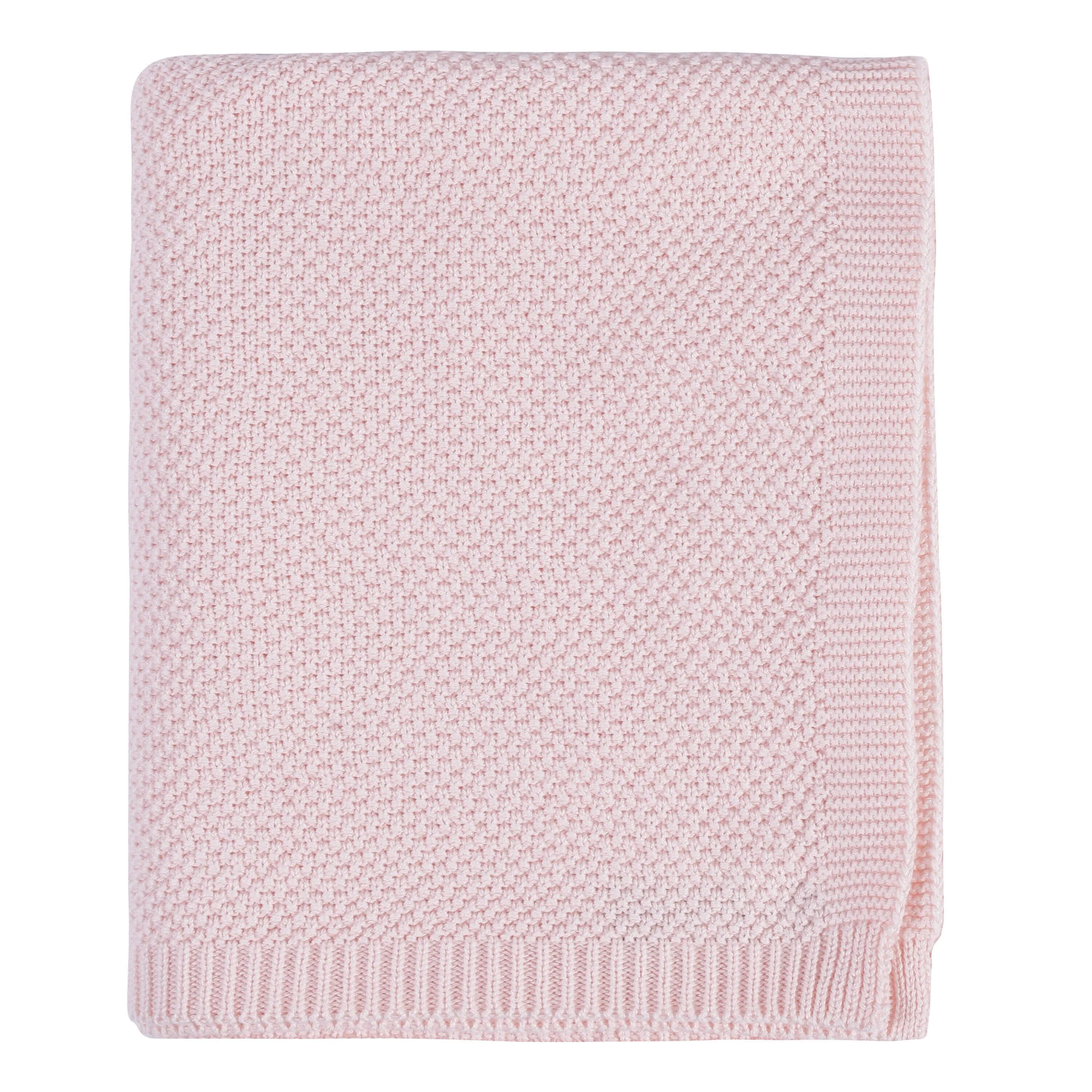 3-Piece Baby Girls Pink Knit Outfit & Blanket Set