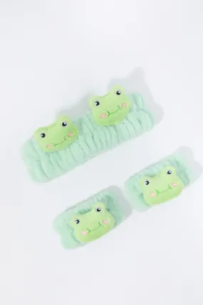 3D Frog Spa Headband and Wristband Set