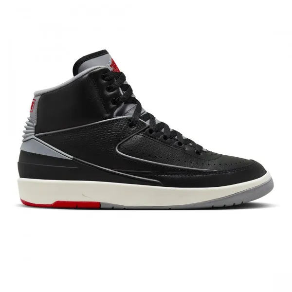 Air Jordan 2 Retro Men(black / cement grey-fire red-sail)