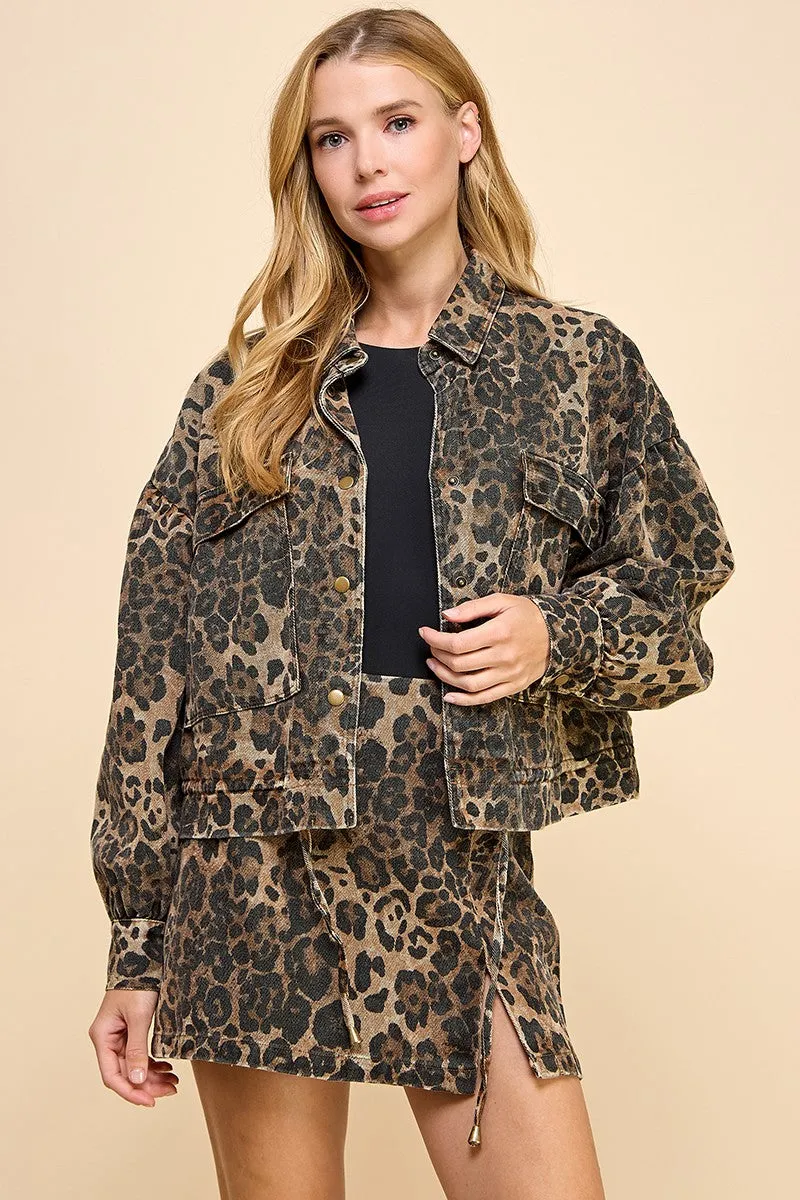 Animal Printed Button Down Jacket