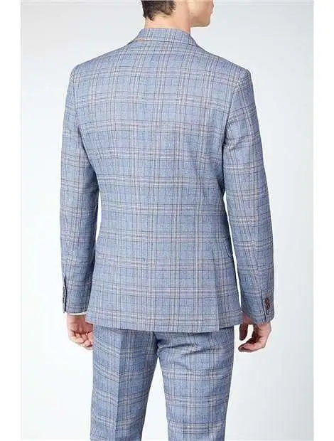 Antique Rogue Brando Light Blue Tweed Check Jacket