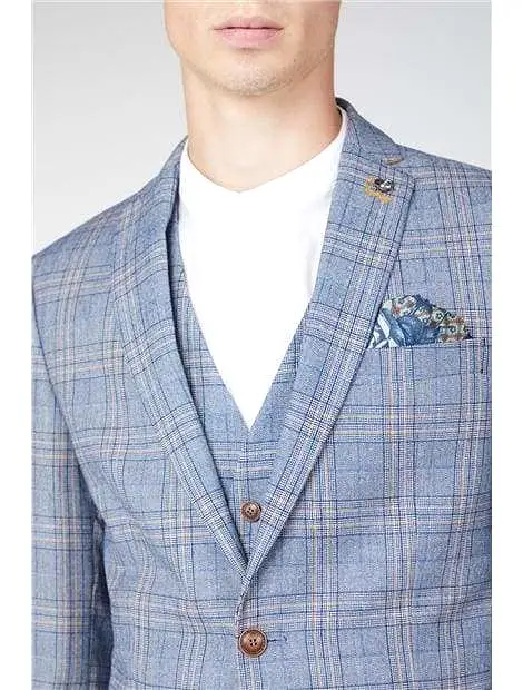 Antique Rogue Brando Light Blue Tweed Check Jacket