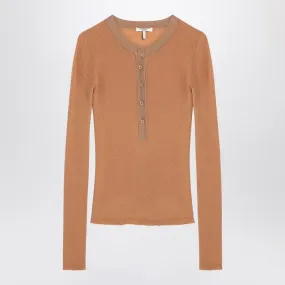 APRICOT-COLOURED RIBBED SILK JERSEY