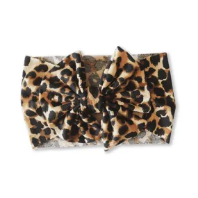 Baby Leopard Print Bow Headband — Large Light