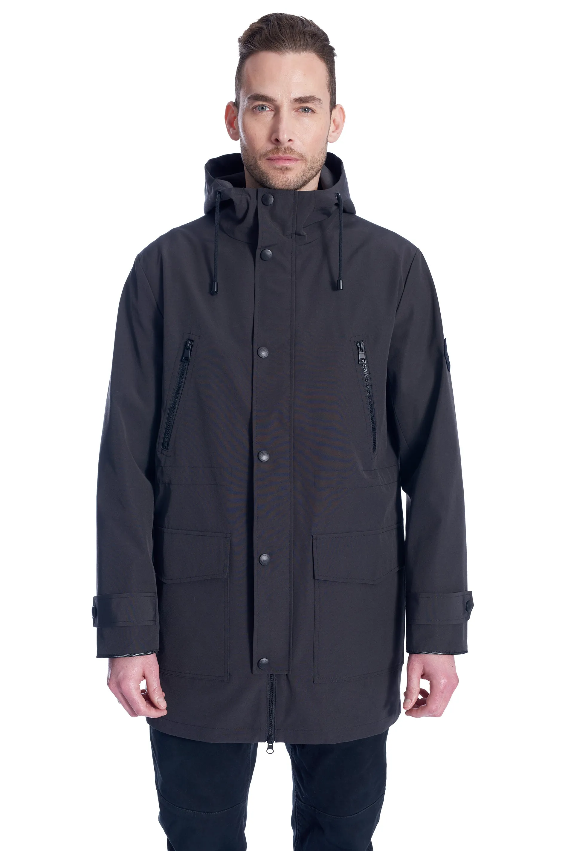 BANKS | MEN'S DRAWSTRING RAINCOAT, PEWTER