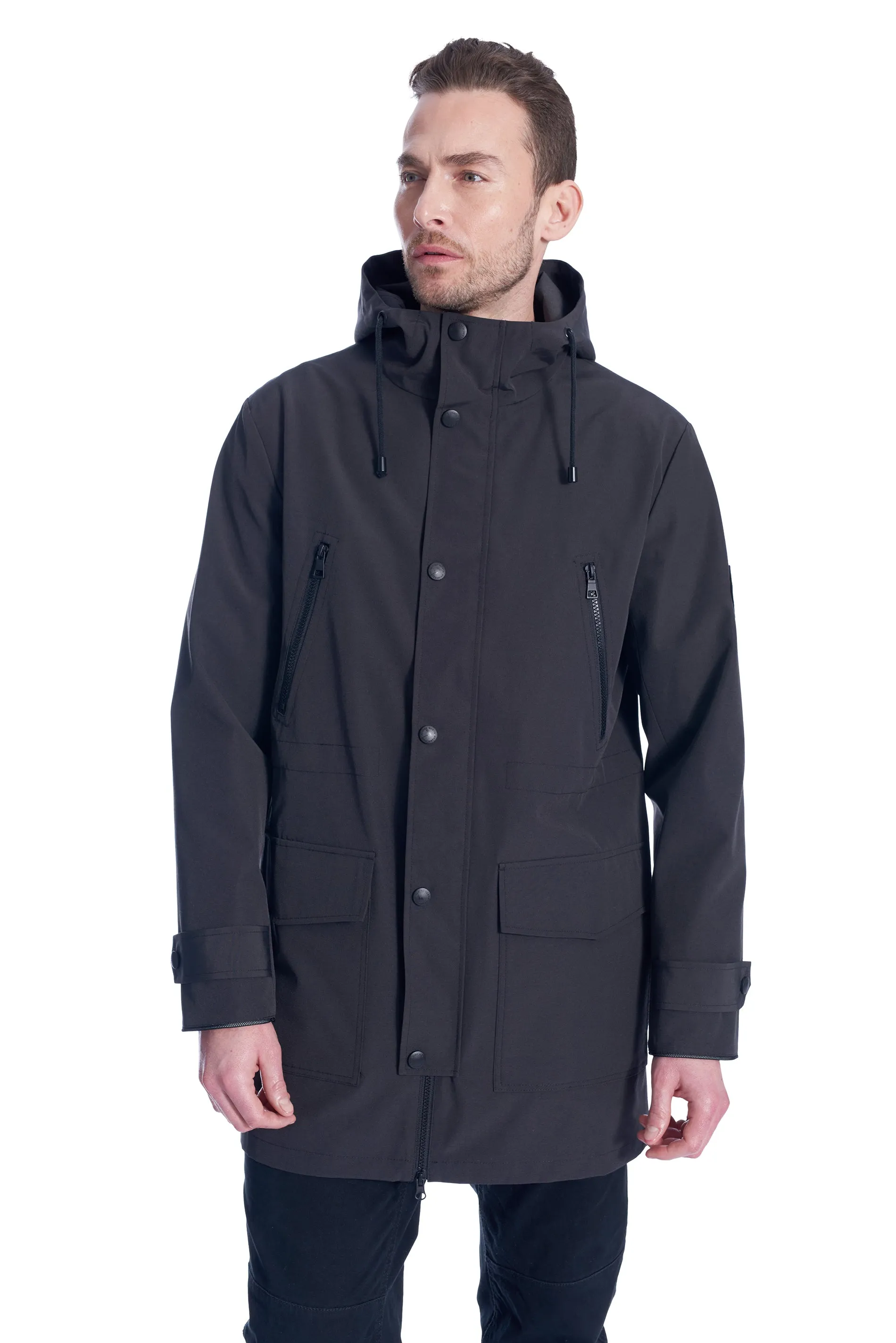 BANKS | MEN'S DRAWSTRING RAINCOAT, PEWTER