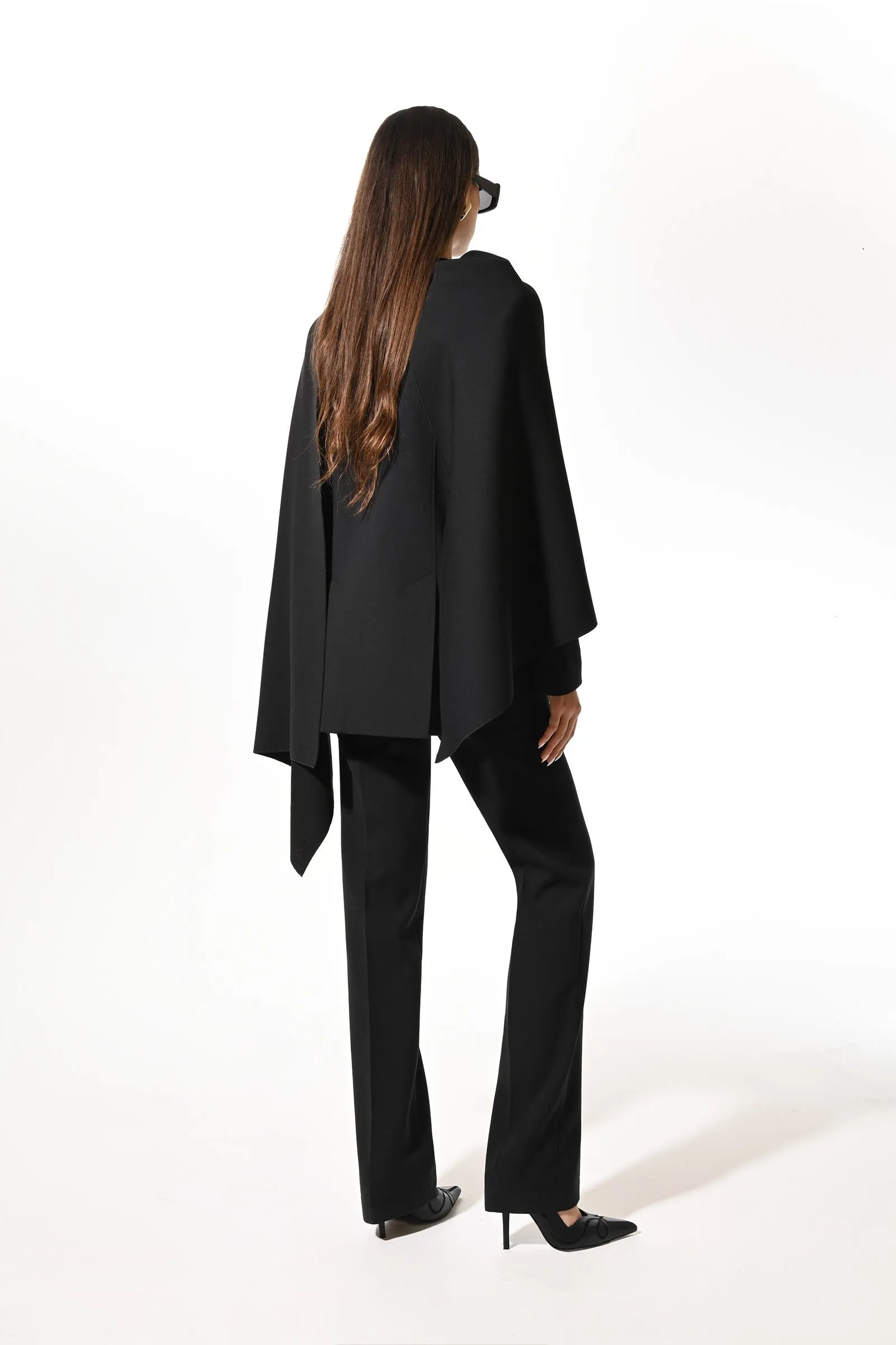 Black Detachable Scarf Blazer