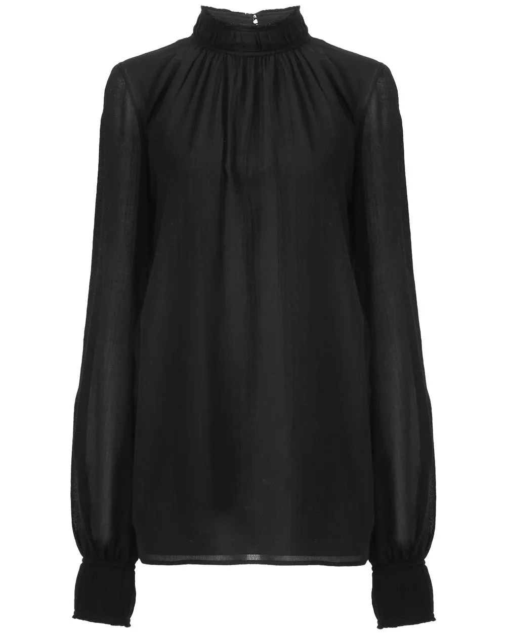 Black Mockneck Drape Blouse