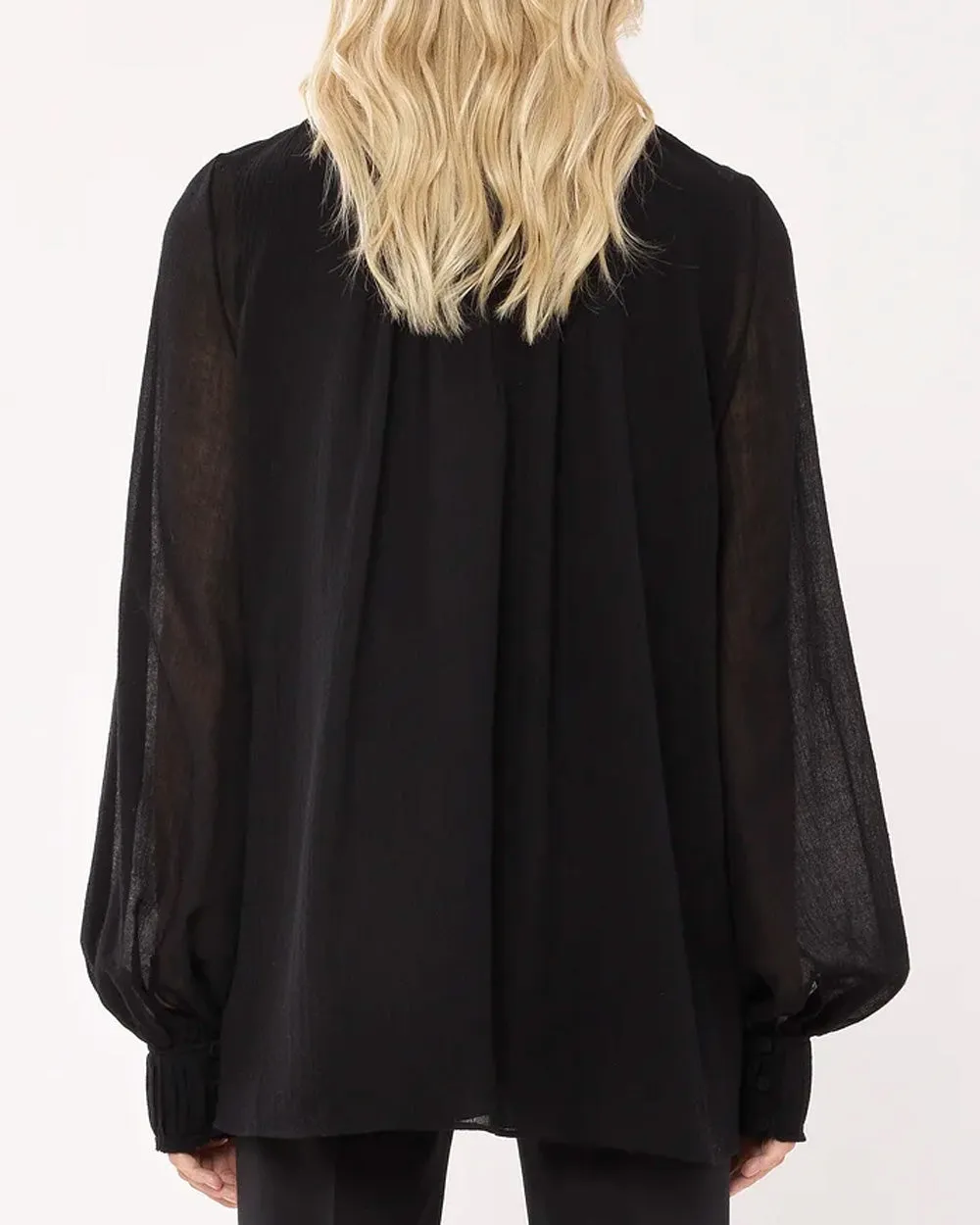 Black Mockneck Drape Blouse