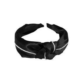 Black Satin and Diamante Knotted Headband