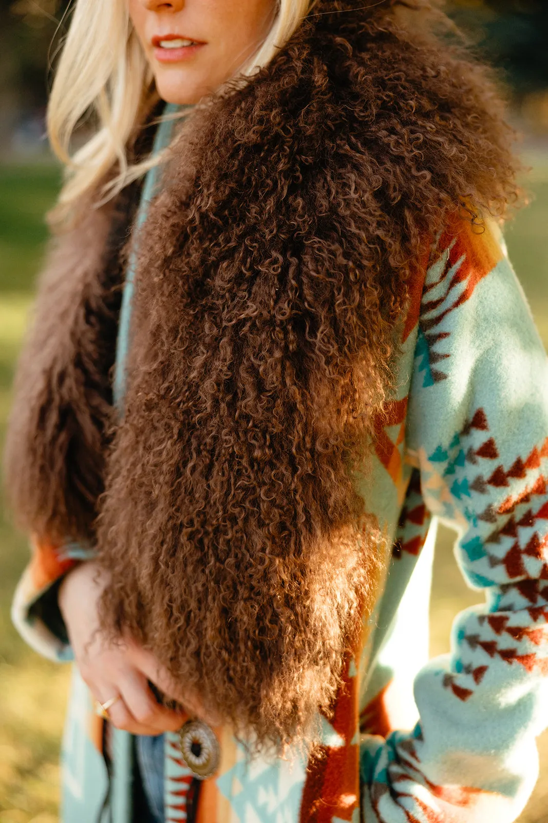 Blanket Coat w/ Fur Collar