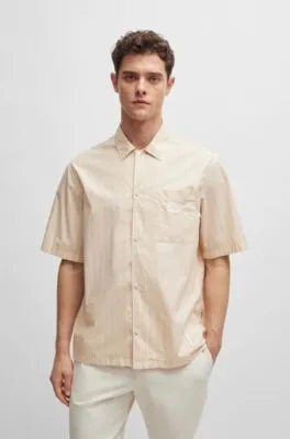 BOSS x Shohei Ohtani relaxed-fit striped cotton-poplin shirt