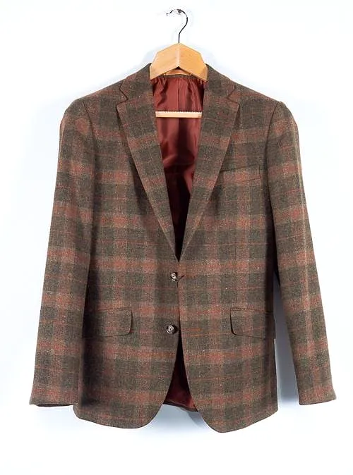 Brown Tweed  Blazer 100% Wool Tailored Fit by Torre