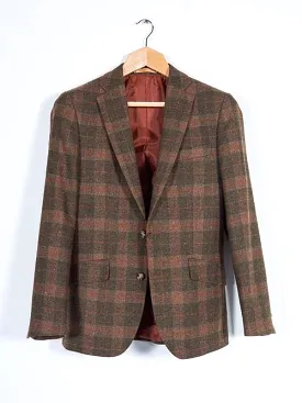 Brown Tweed  Blazer 100% Wool Tailored Fit by Torre