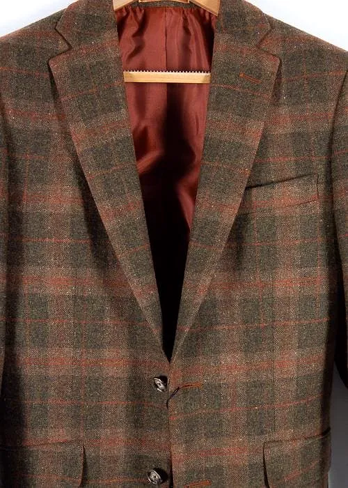 Brown Tweed  Blazer 100% Wool Tailored Fit by Torre