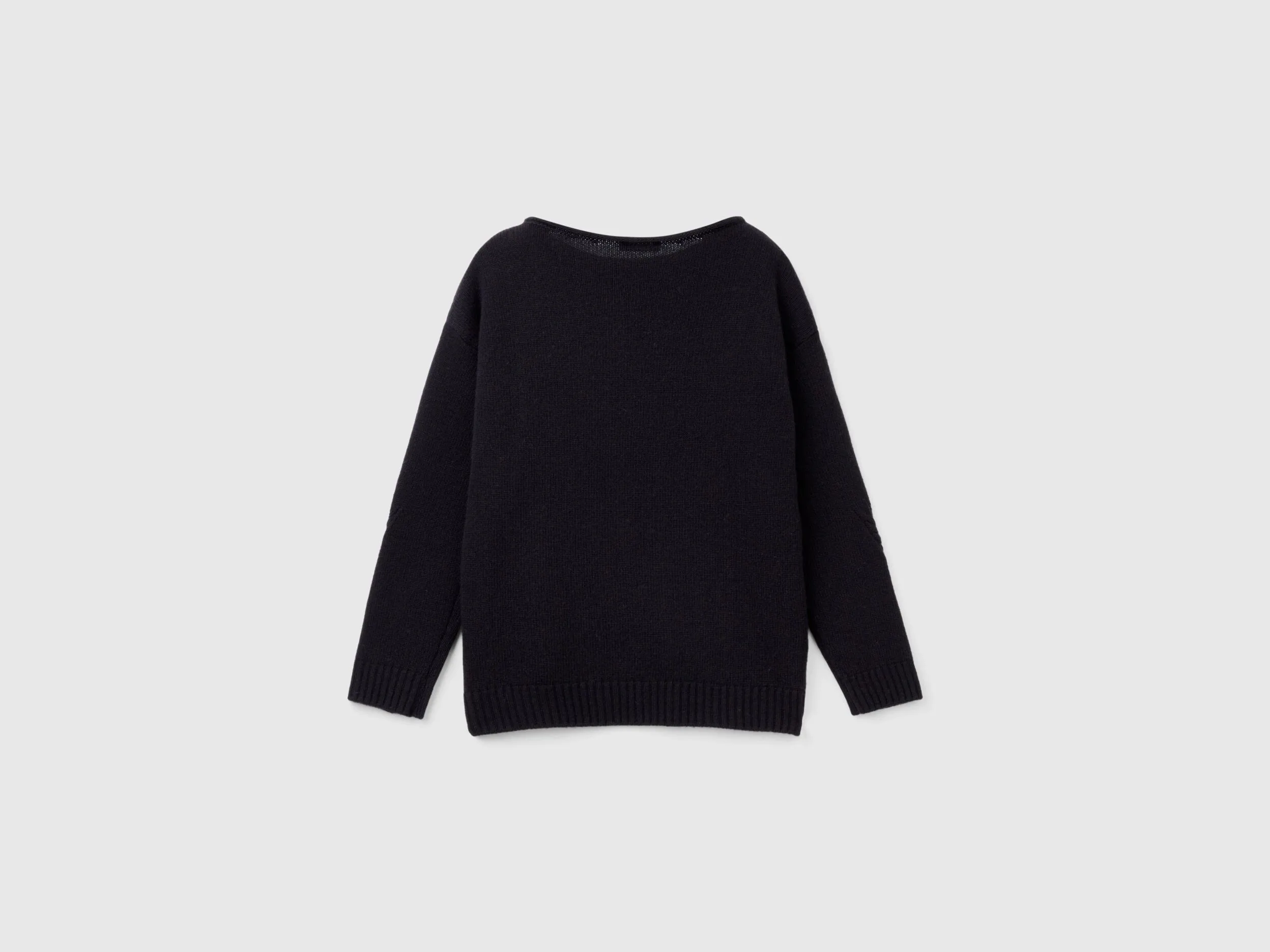 Cable knit sweater in wool blend - Black | Benetton