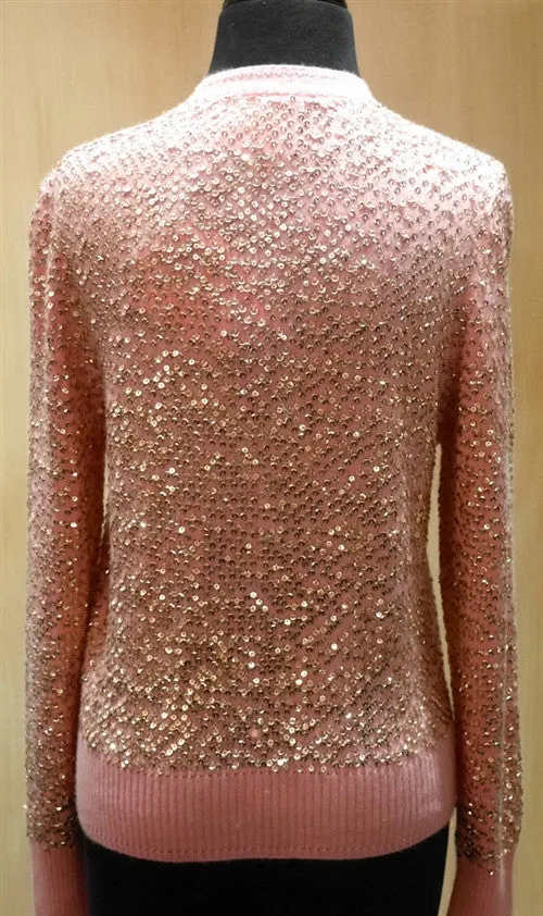 Cake Couture 6 Sequin Rose Button Up Long Sleeve Cardigan Sweater