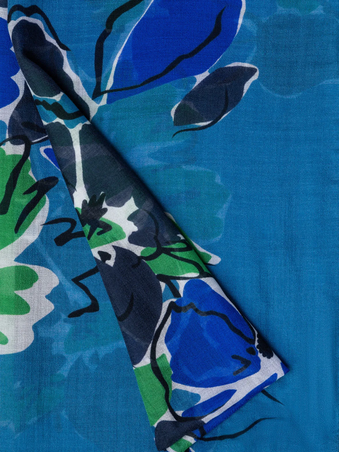 Cashmere Silk Scarf with Sketched Abraham Flower Print