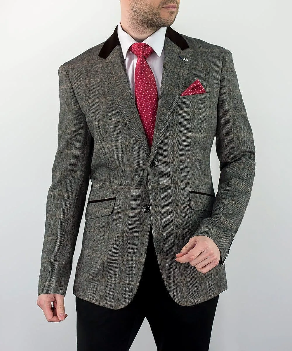 Cavani Connall Brown Sim Fit Tweed Style Blazer