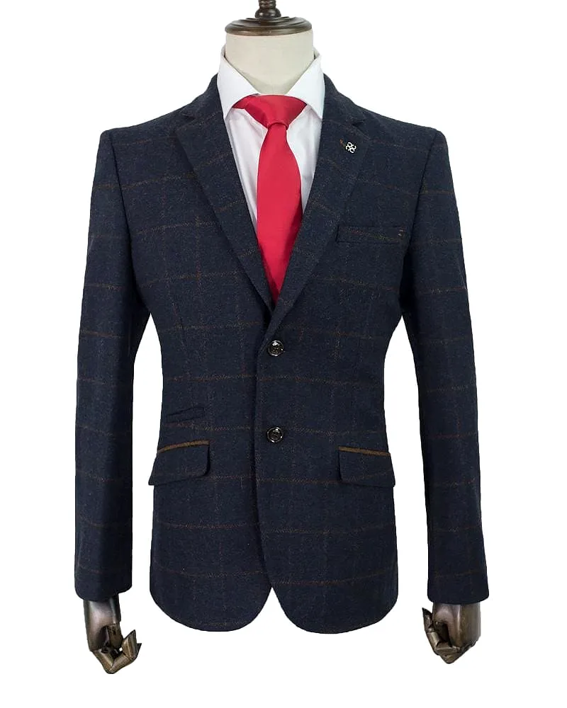 Cavani Kemson Tweed Navy Sim Fit Jacket