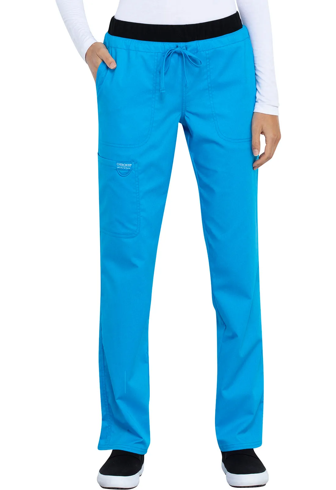 Cherokee Mid Rise Tapered Leg Drawstring Pant in Mythic Blue CLEARANCE SALE!