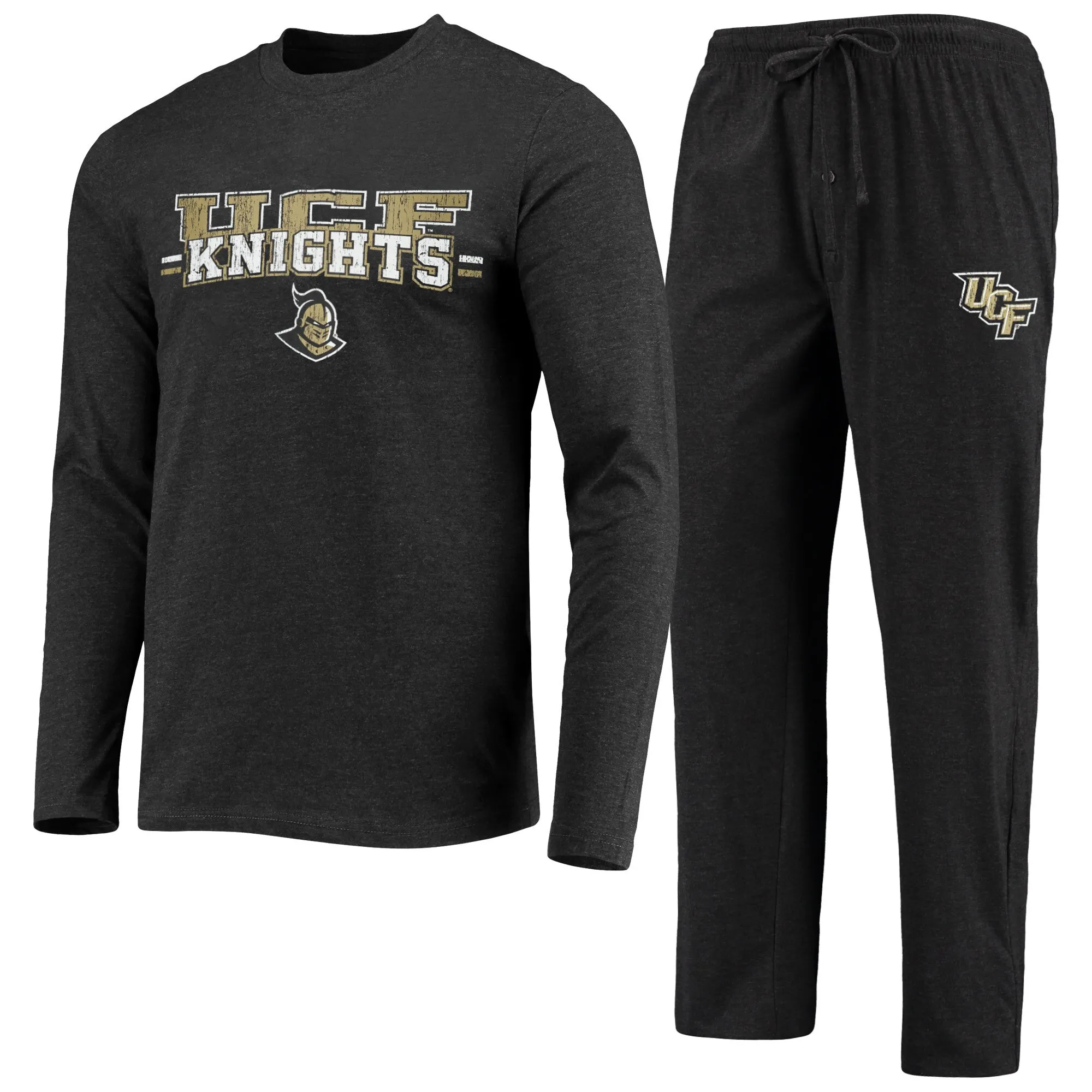 Concepts Sport UCF Knights Black/Heathered Charcoal Meter Long Sleeve T-Shirt & Pants Sleep Set