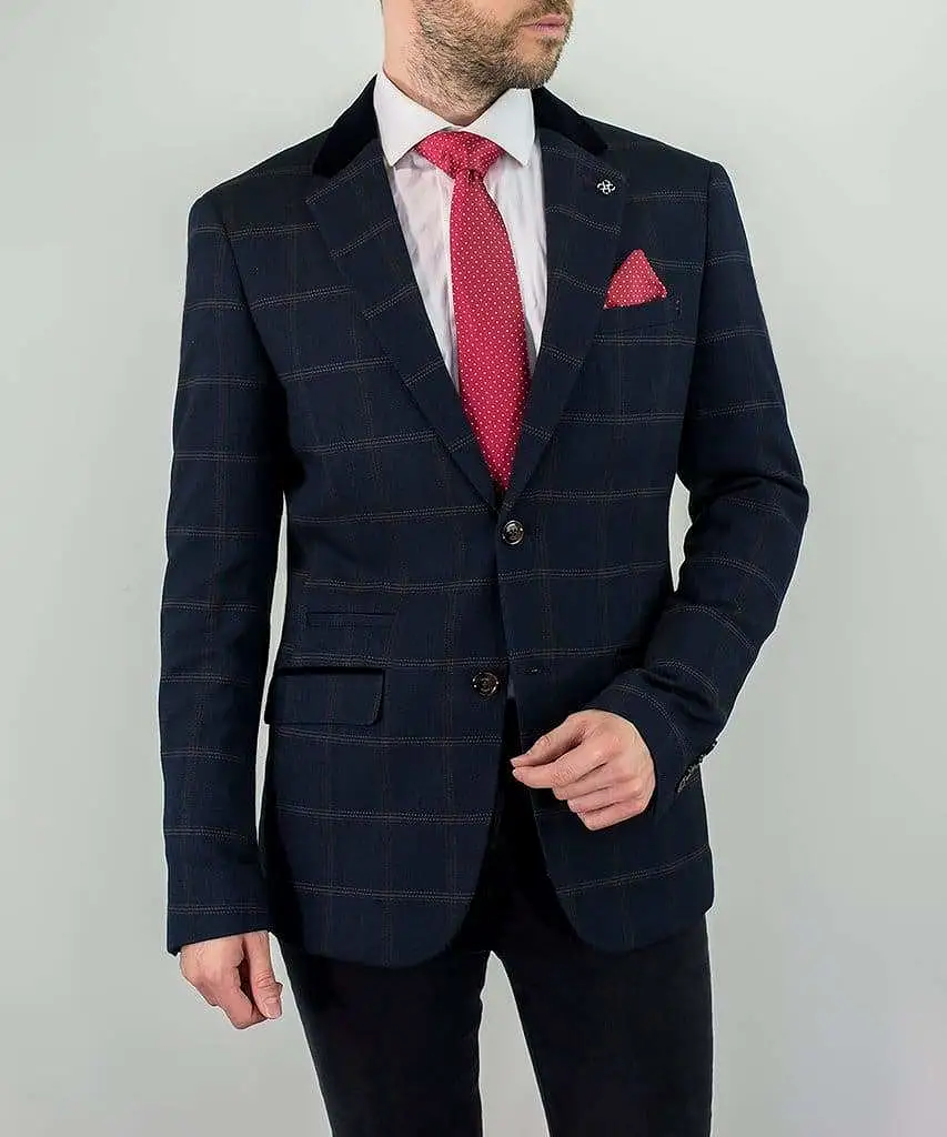 Connall Navy Sim Fit Tweed Style Blazer