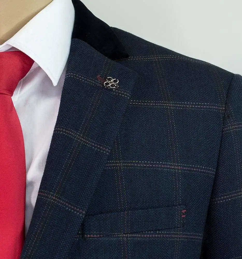 Connall Navy Sim Fit Tweed Style Blazer