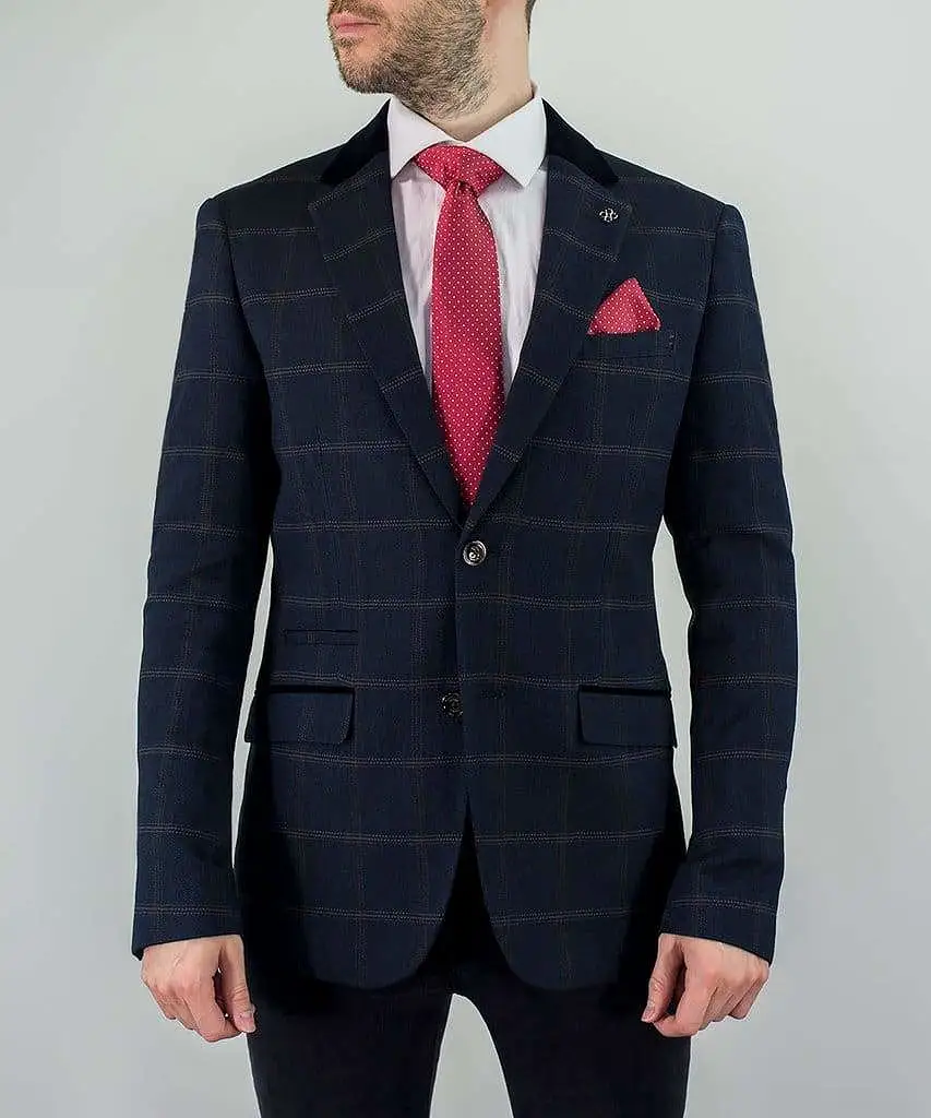 Connall Navy Sim Fit Tweed Style Blazer