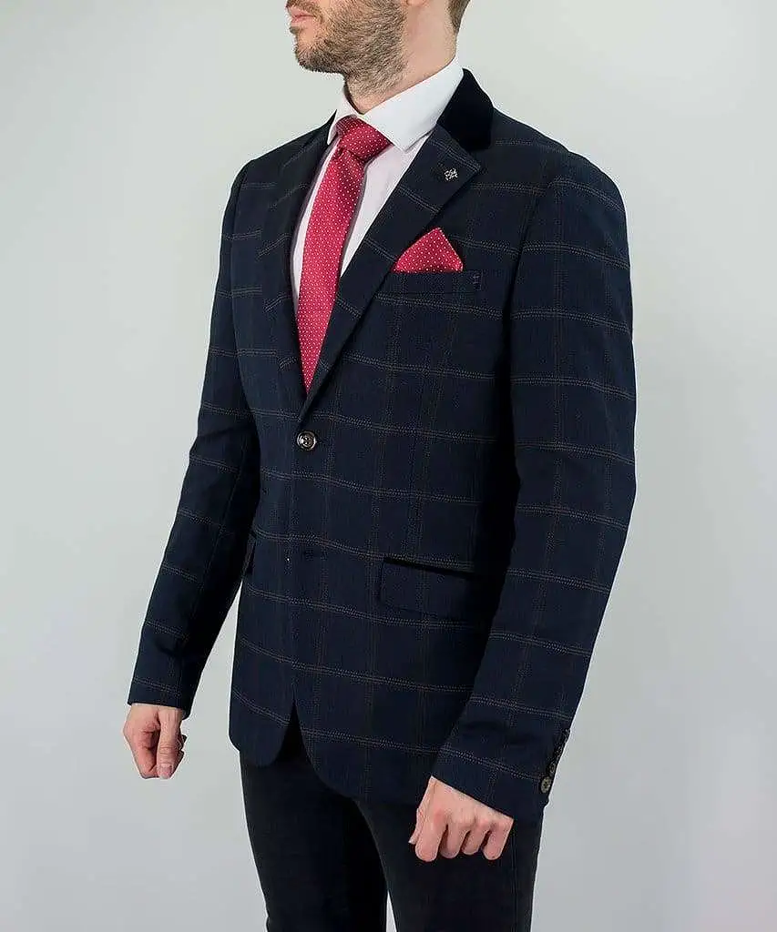 Connall Navy Sim Fit Tweed Style Blazer