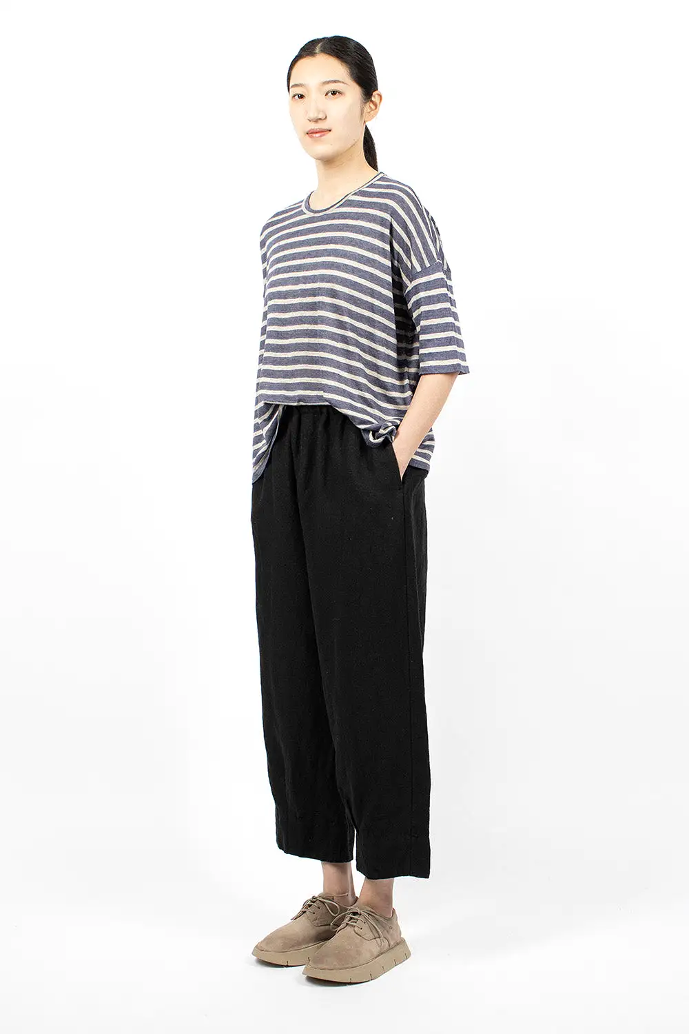 Cuff Pleated Pant Black