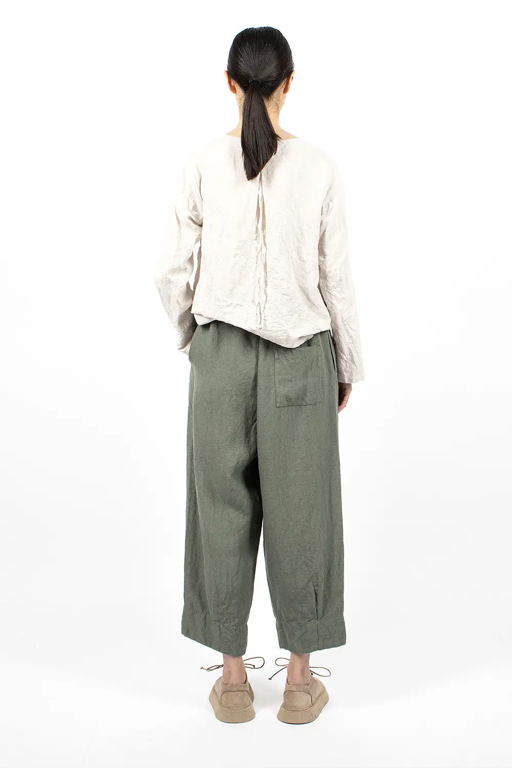 Cuff Pleated Pant Sage Green