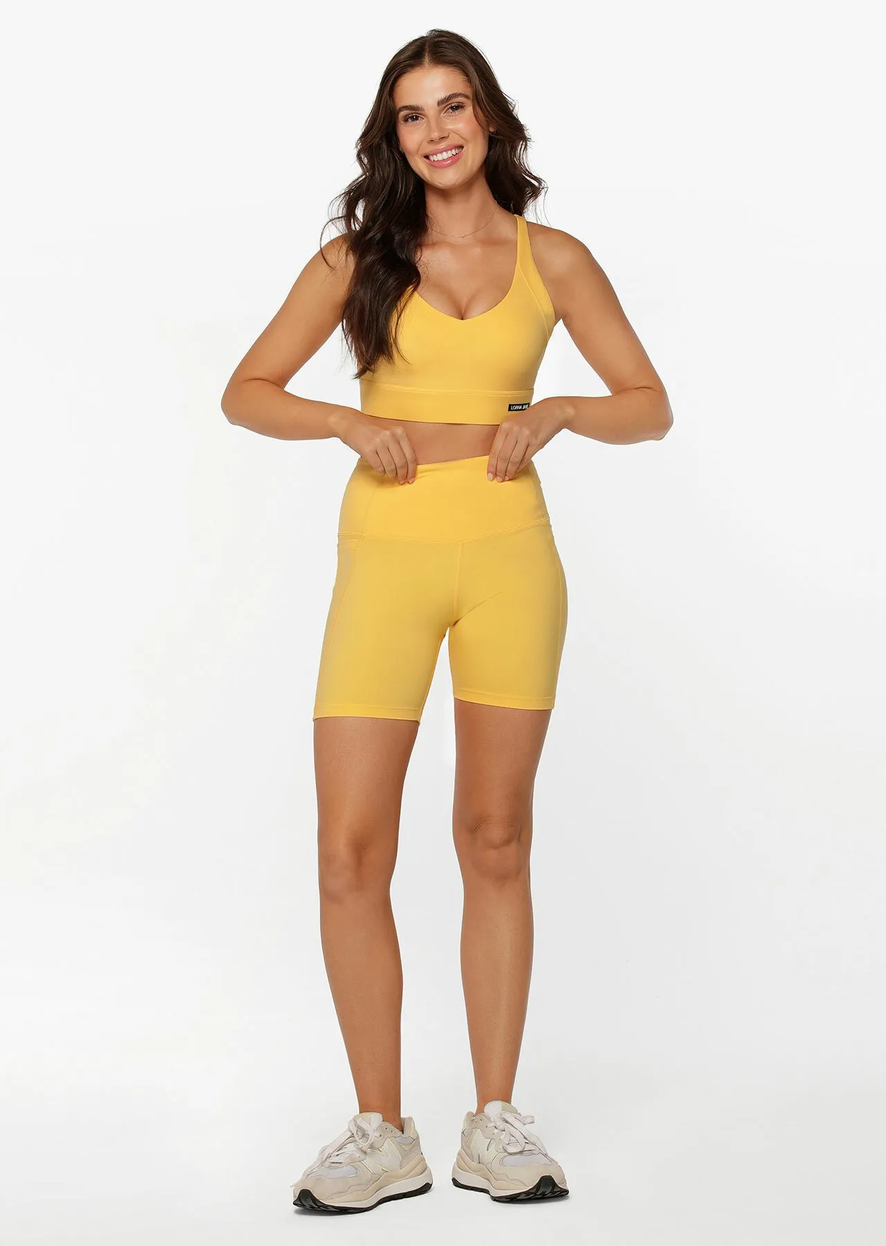 Distance Stomach Support Phone Bike Short | Yellow | Bike Shorts | Lorna Jane Australia