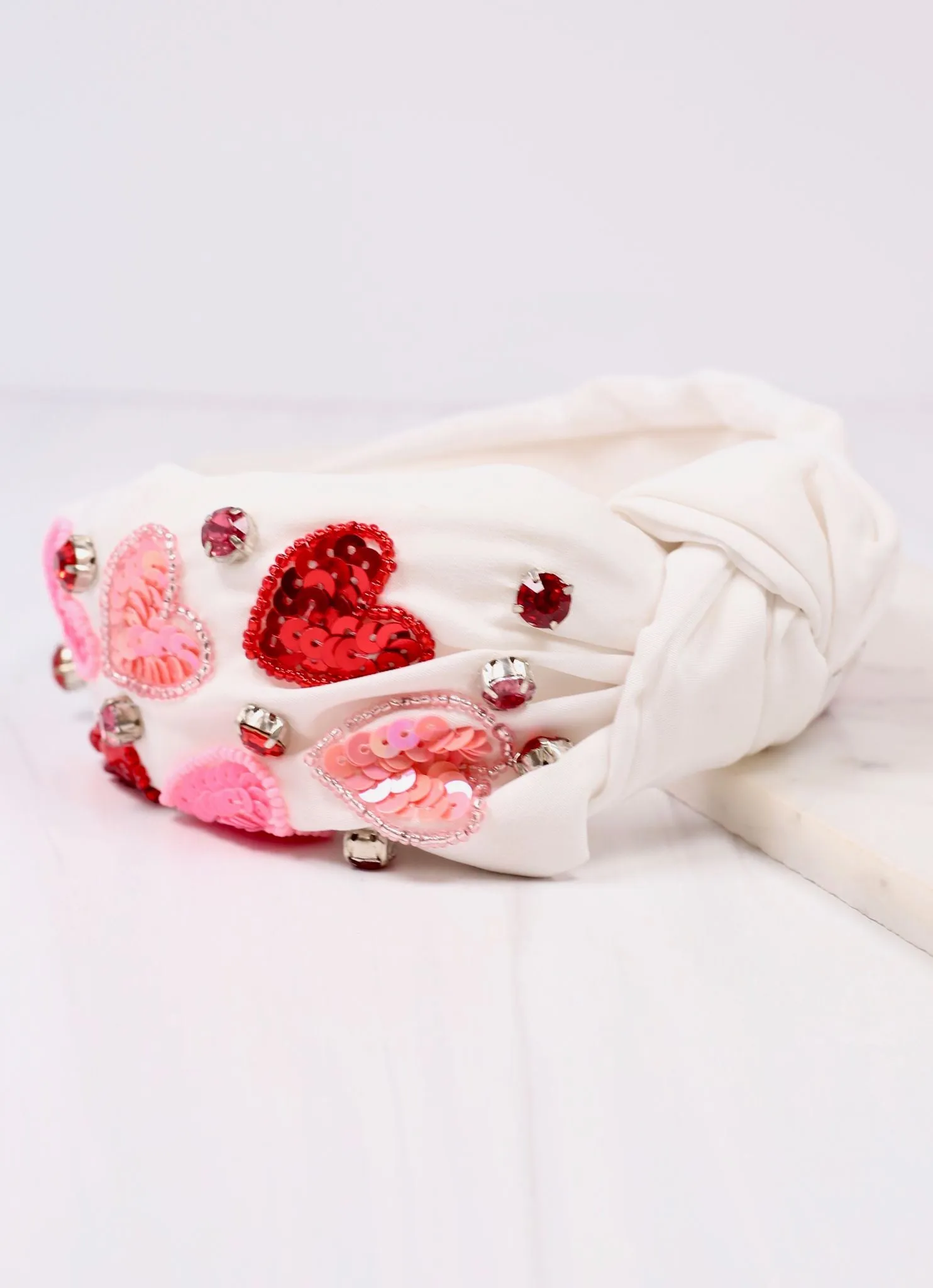 Endless Love heart Headband WHITE