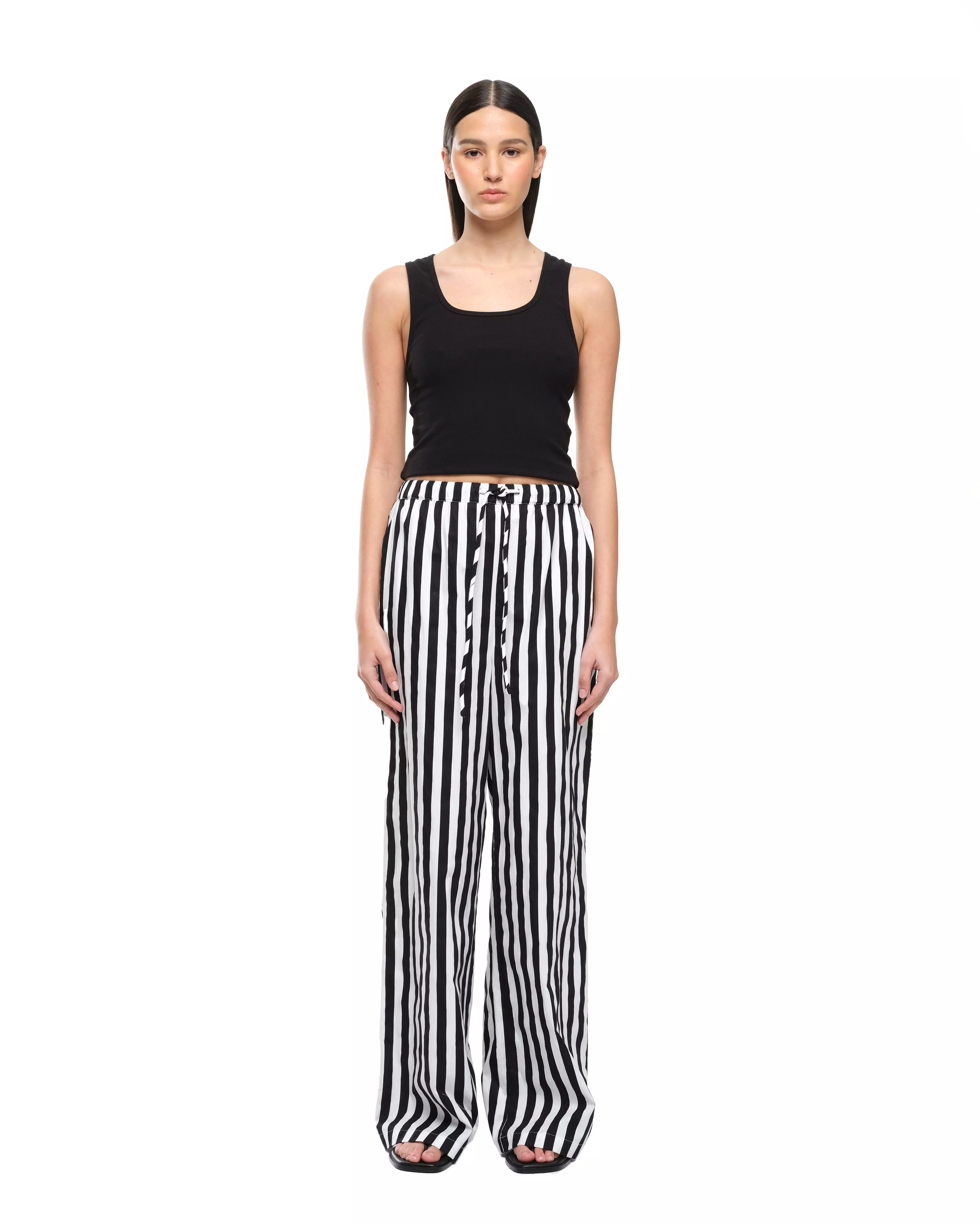 EVERYDAY WIDE LEG PANT - BLACK/WHITE STRIPE