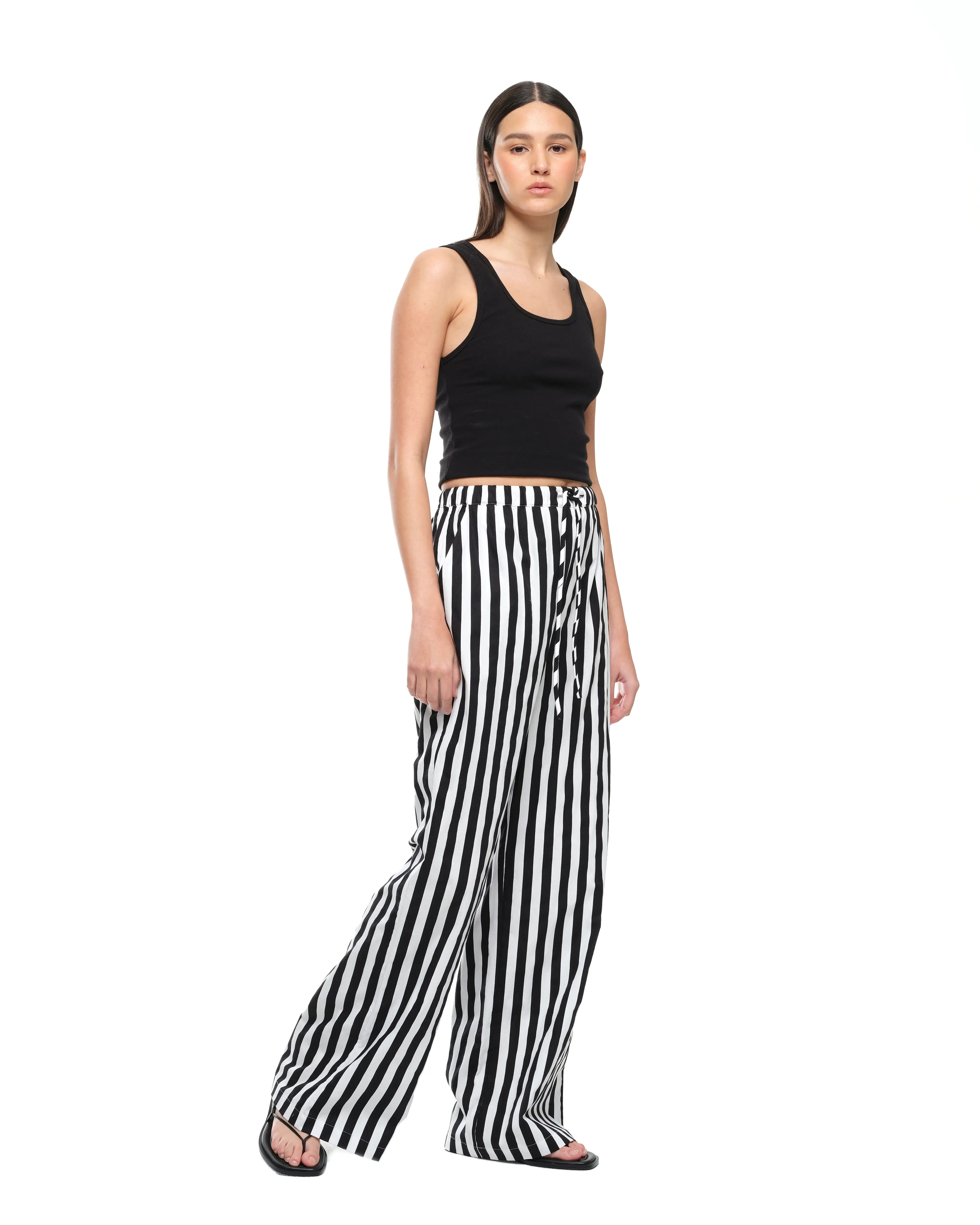 EVERYDAY WIDE LEG PANT - BLACK/WHITE STRIPE