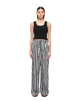 EVERYDAY WIDE LEG PANT - BLACK/WHITE STRIPE