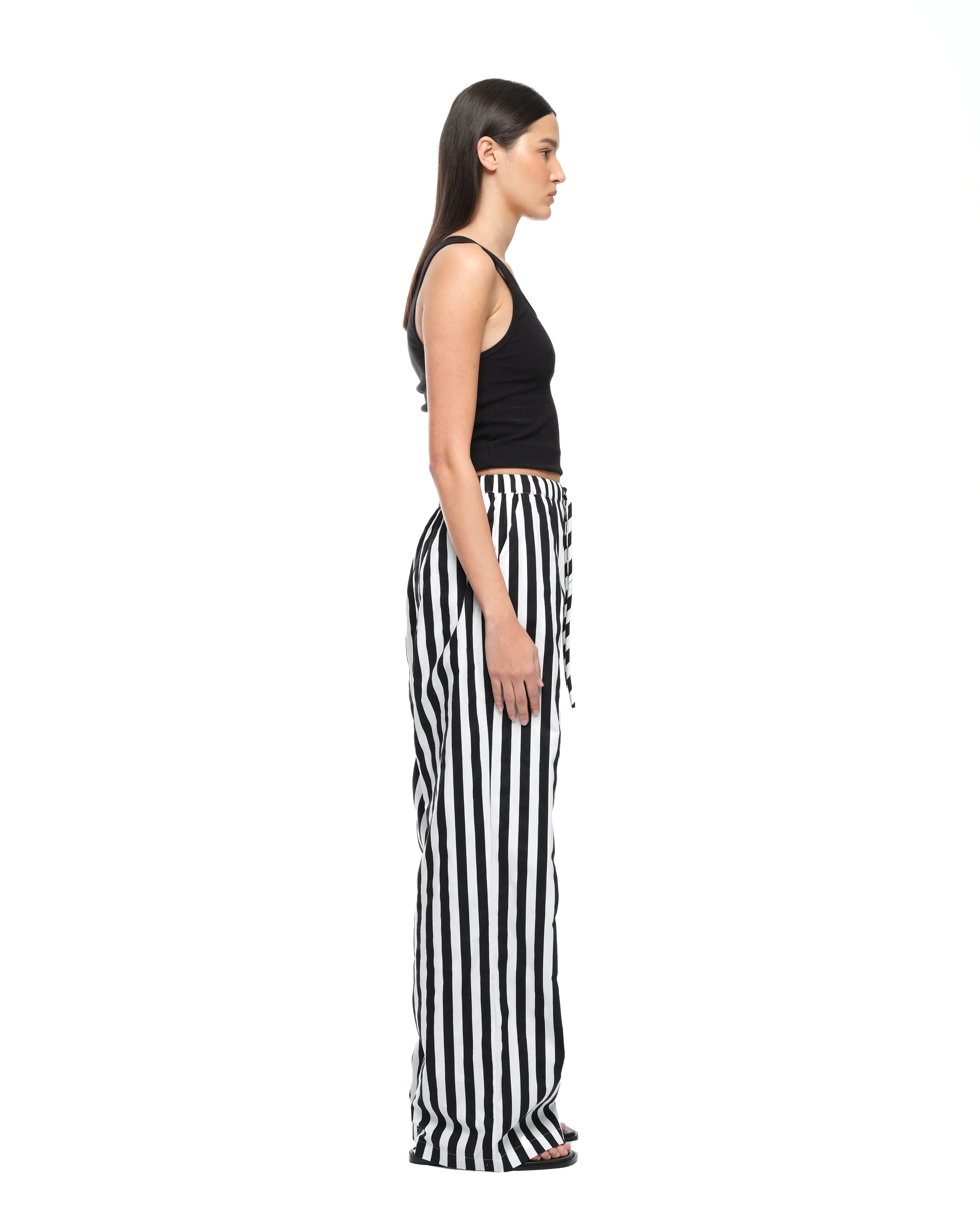 EVERYDAY WIDE LEG PANT - BLACK/WHITE STRIPE