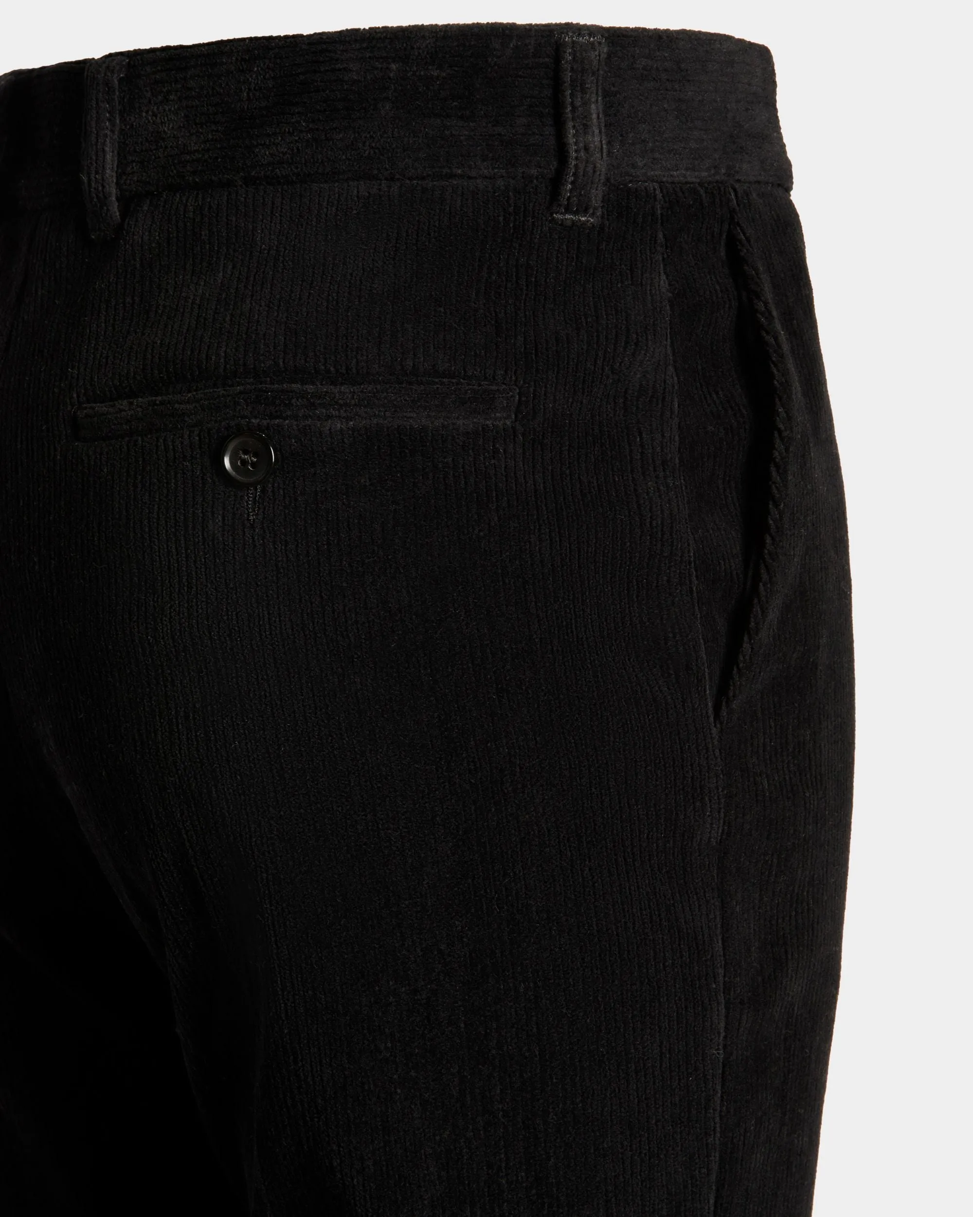 Flared Pants In Black Cotton Corduroy 