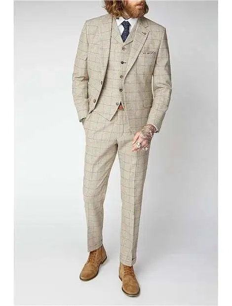 Gibson Wylam Stone Windowpane Check Tweed Jacket