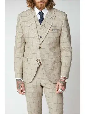 Gibson Wylam Stone Windowpane Check Tweed Jacket