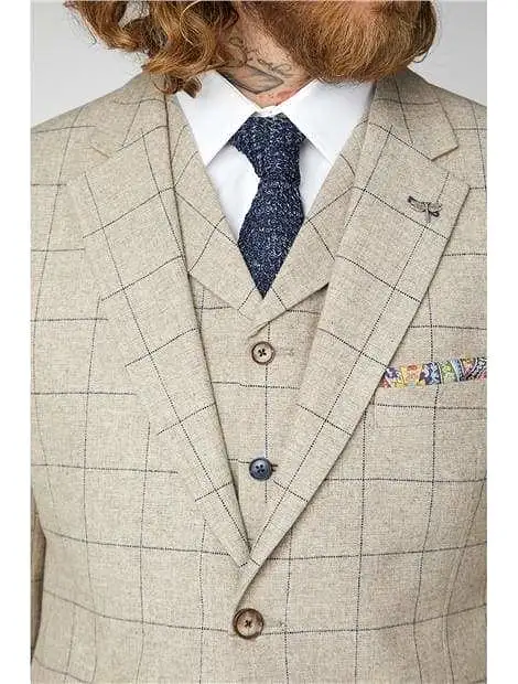 Gibson Wylam Stone Windowpane Check Tweed Jacket