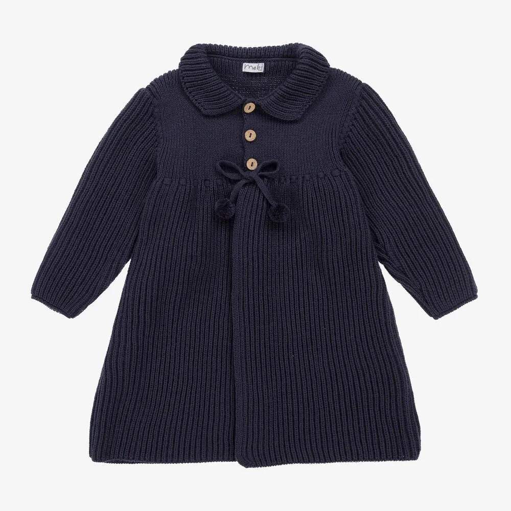 Girls Blue Knitted Coat