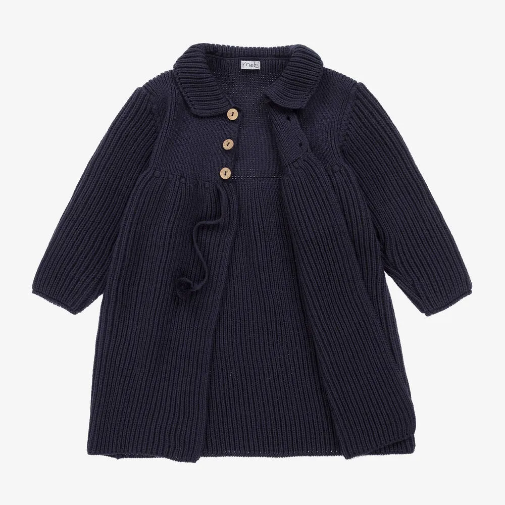 Girls Blue Knitted Coat