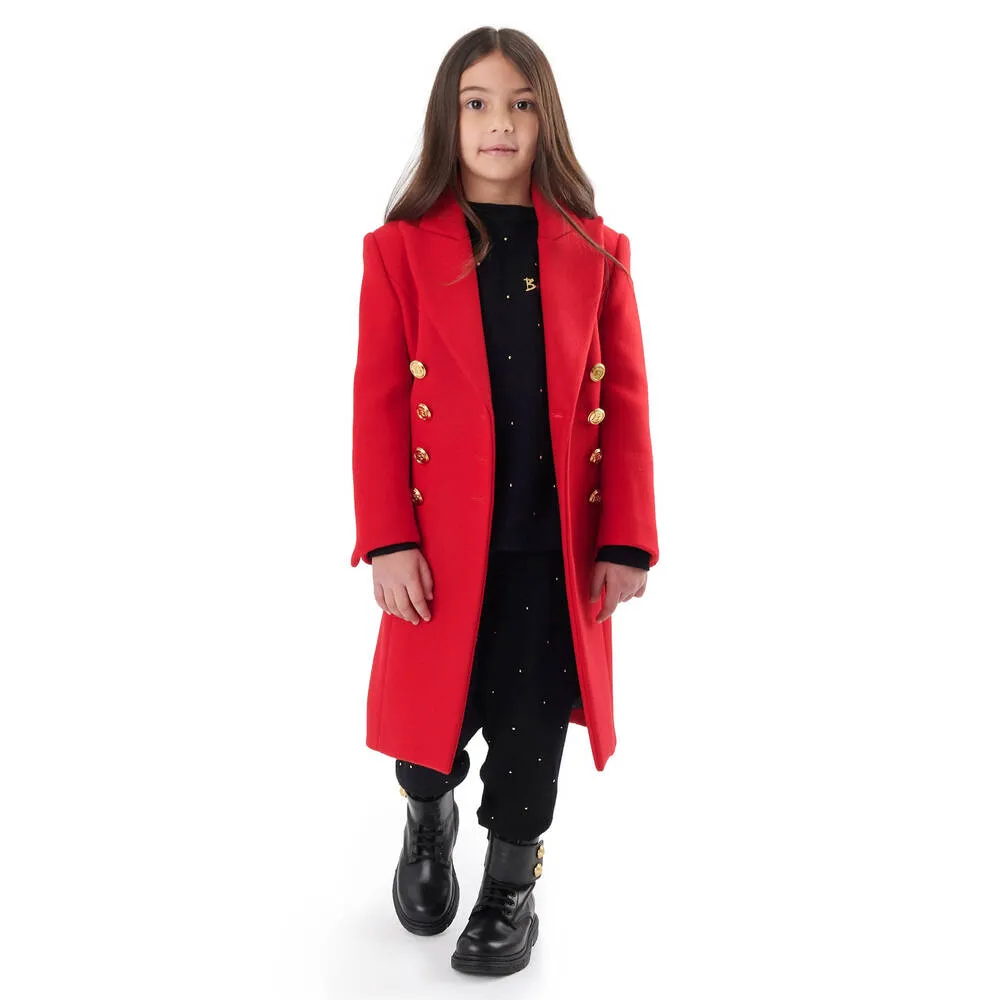 Girls Red Wool Coat