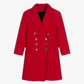 Girls Red Wool Coat