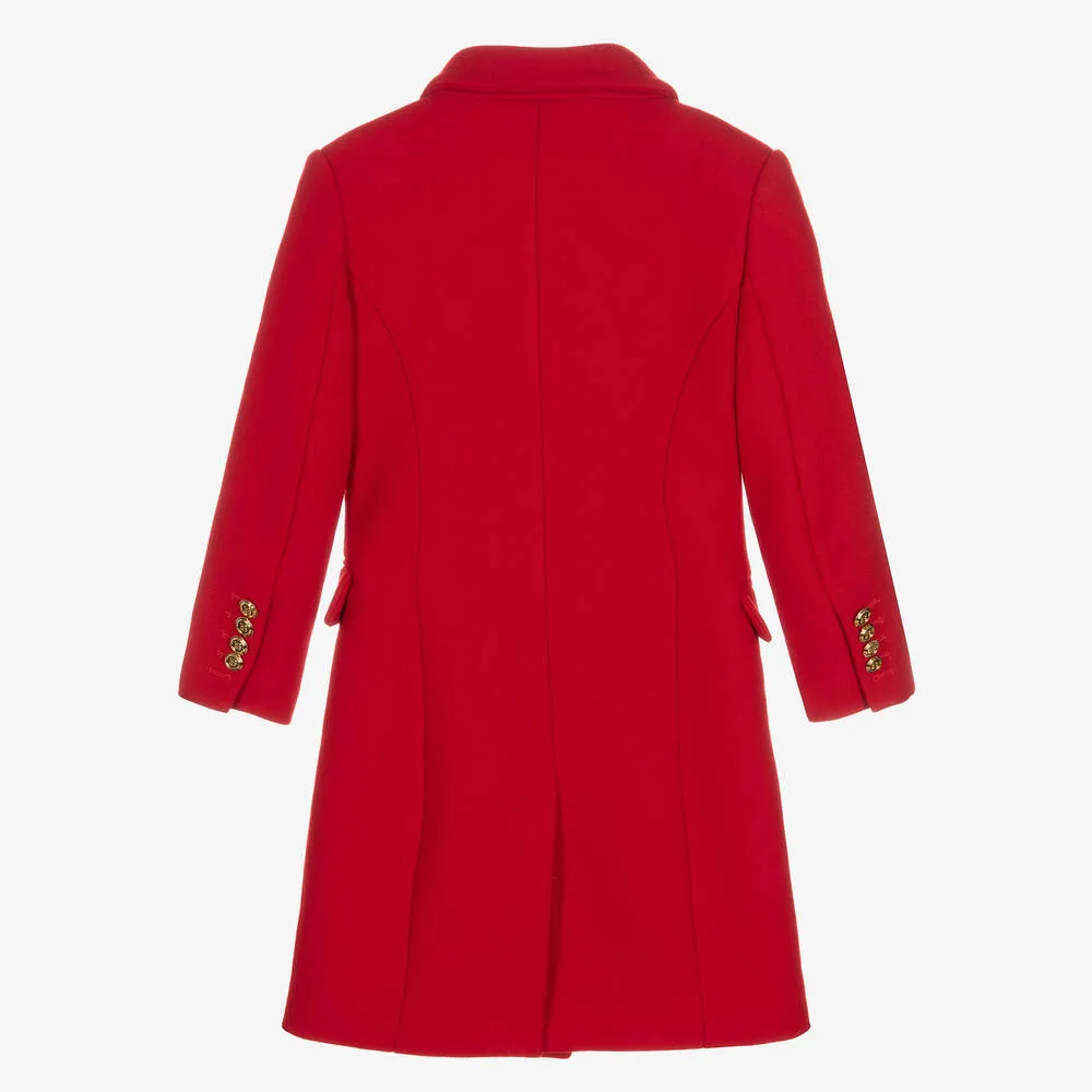 Girls Red Wool Coat