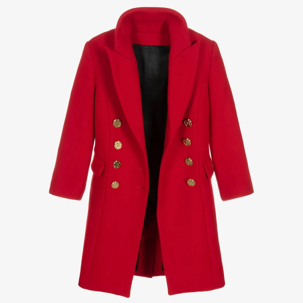 Girls Red Wool Coat