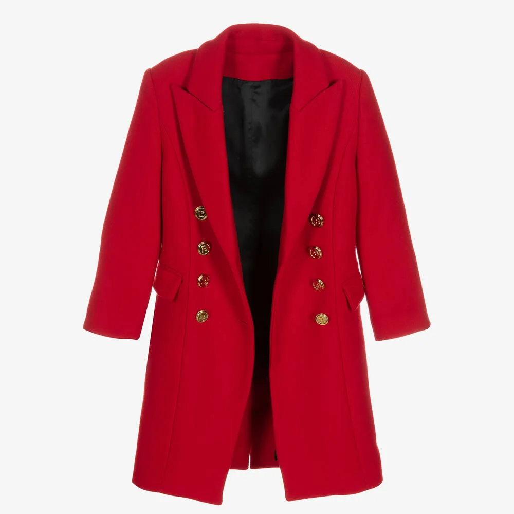 Girls Red Wool Coat