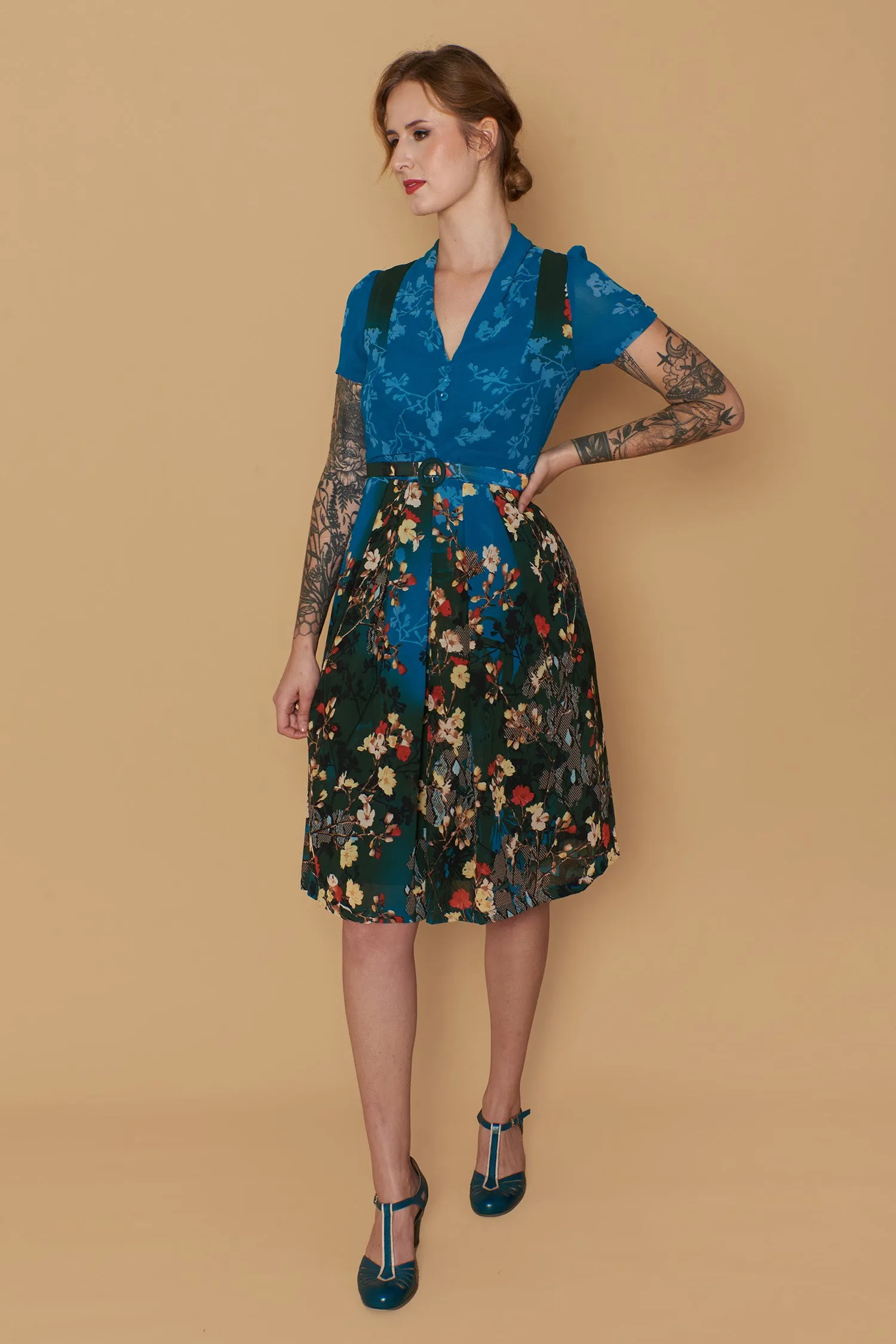 Grace Kelly Teal Floral